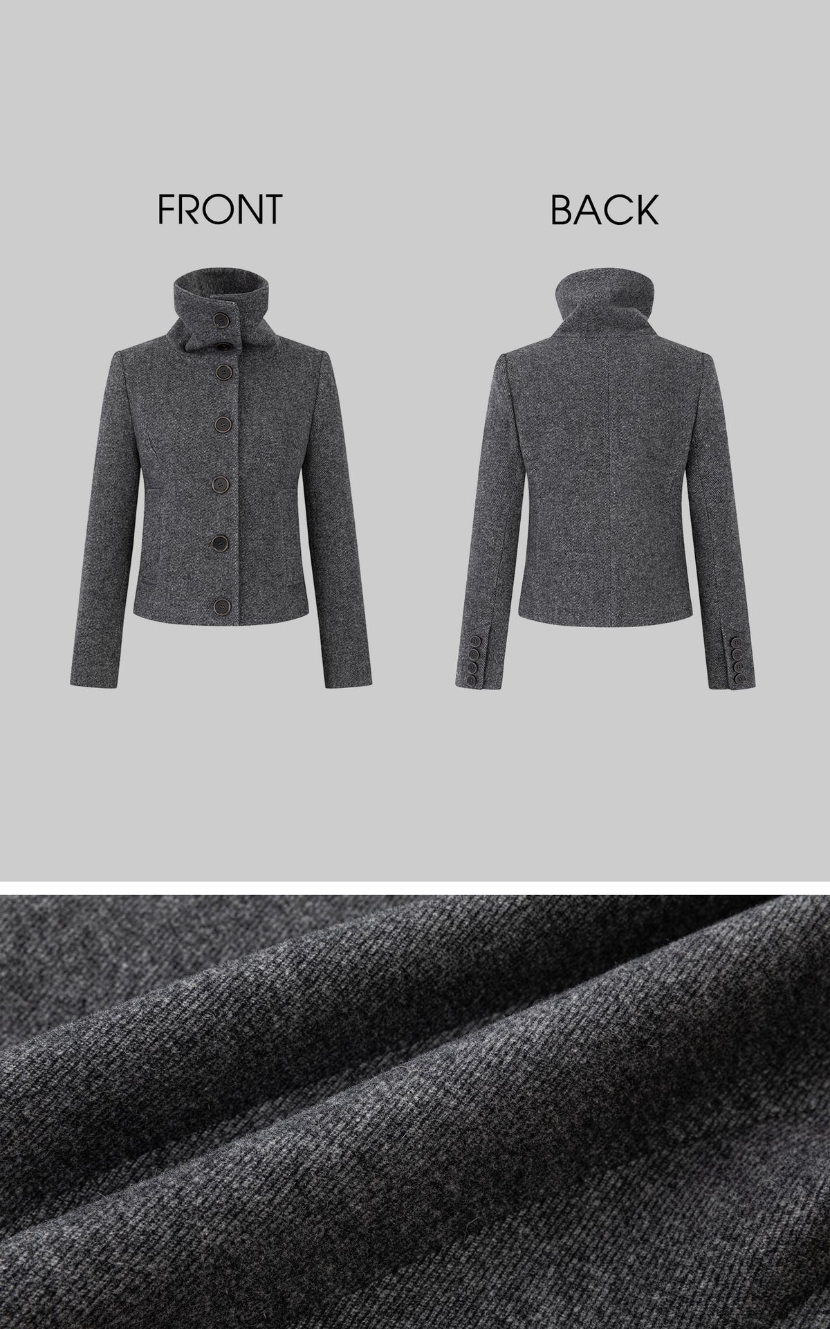 IAMXIAA Sculpted Funnel-Neck Fitted Jacket with Structured Shoulders
