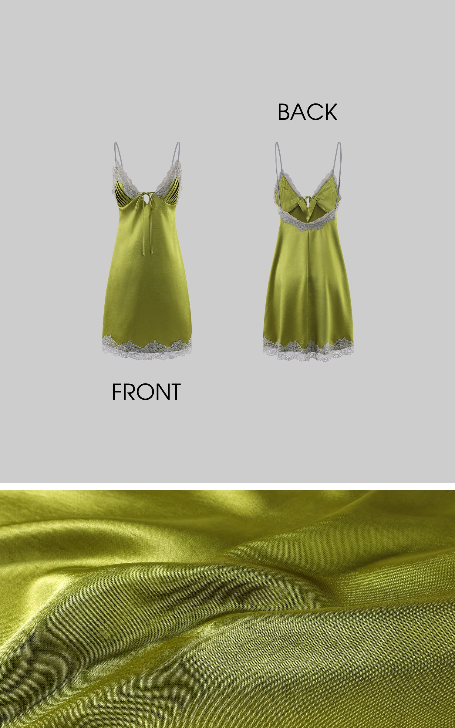 ROVENTE Lace Trim Satin Mini Dress