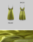 ROVENTE Lace Trim Satin Mini Dress