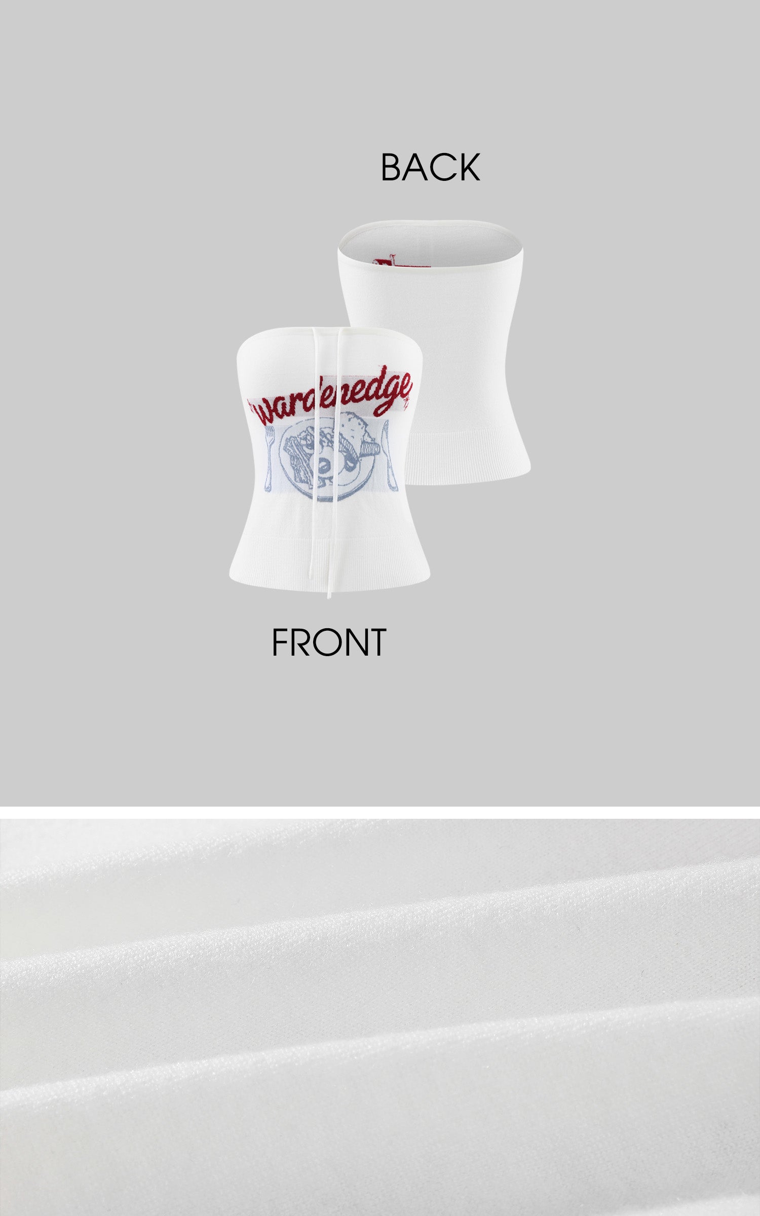 WARDEN EDGE Graphic Embroidered Strapless Knit Top with Sculpted Corset Silhouette