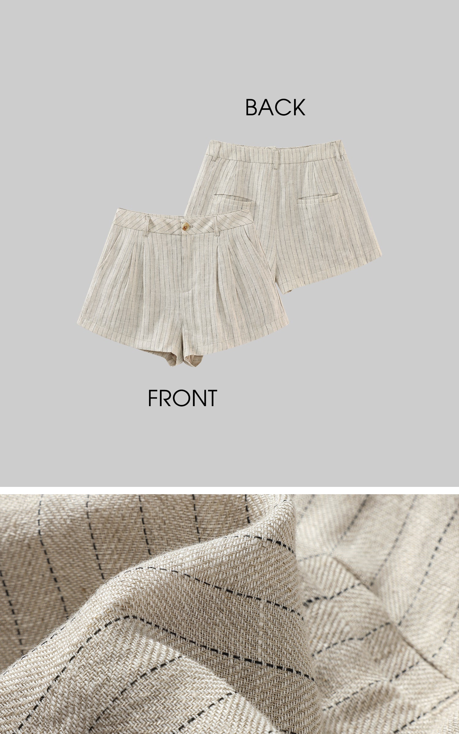 ROVENTE Pinstripe Linen Shirt and Shorts Set with Relaxed Fit and Tailored Detailing