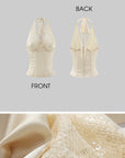 ROVENTE Sequin Satin Corset Top