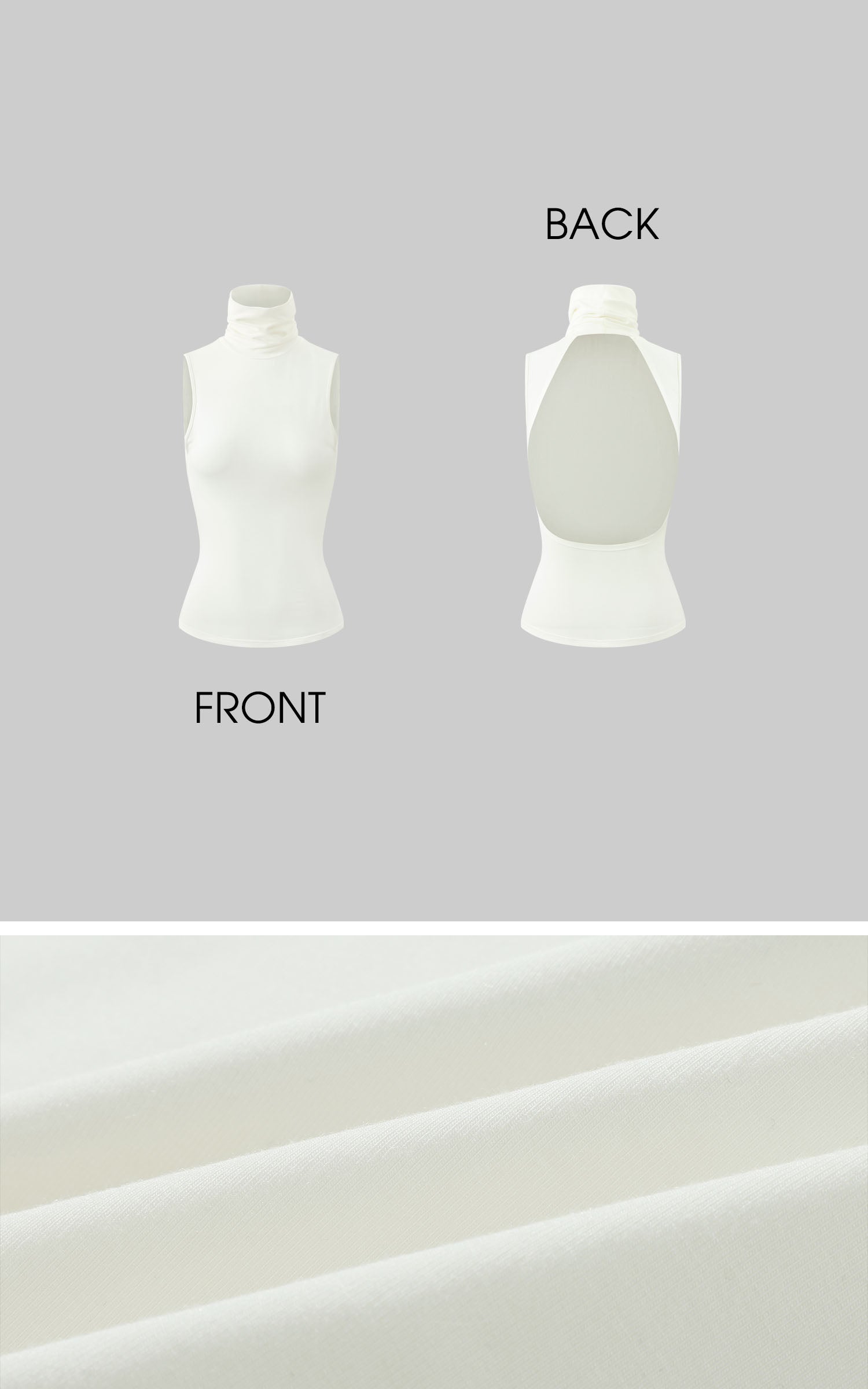 0122stepll Haut sans dos à col montant et sans manches