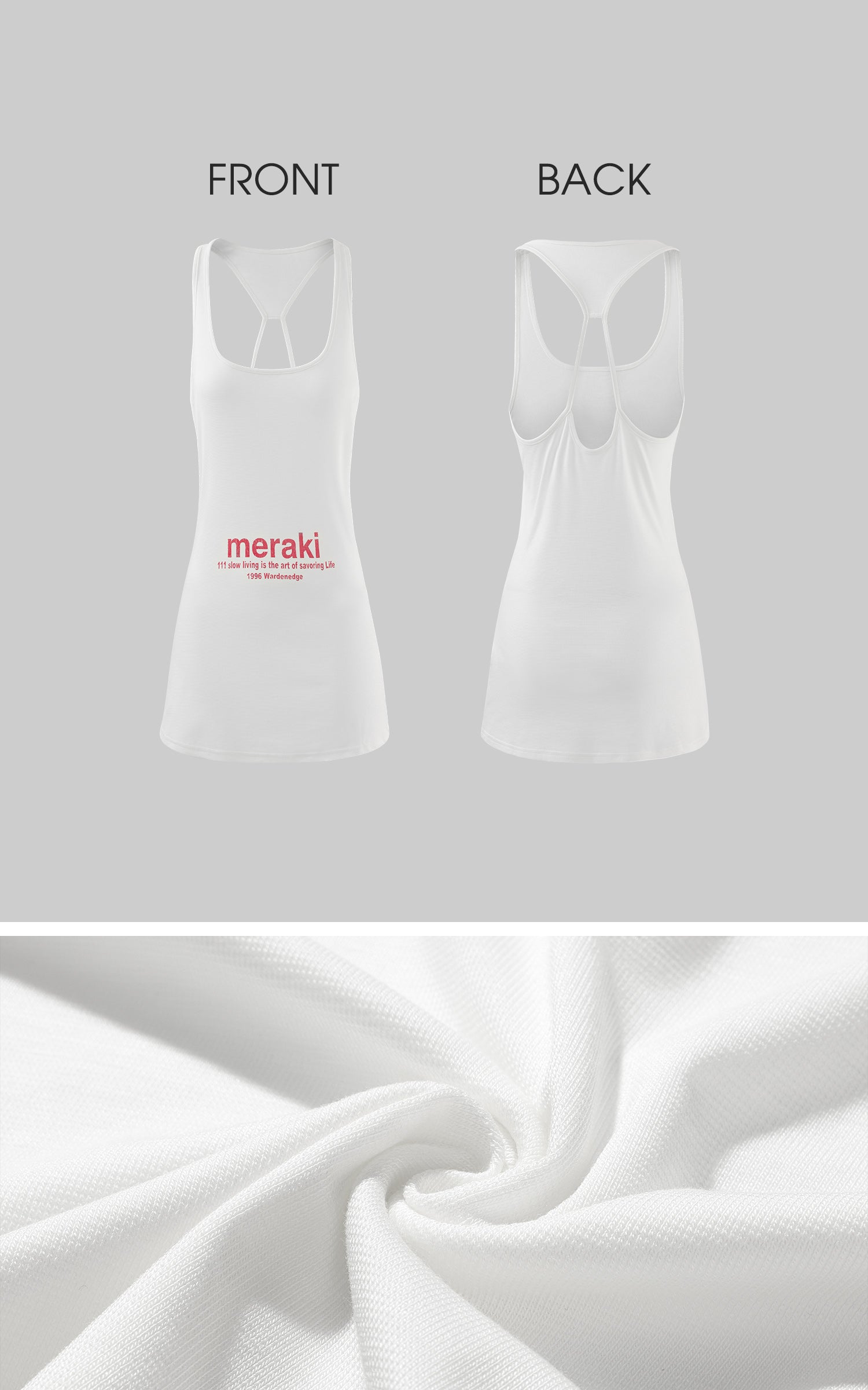 WARDEN EDGE Meraki Racerback Tank Top with Minimalist Letter Print