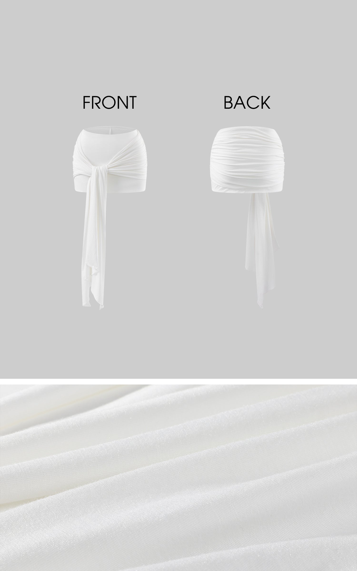 ROVENTE Draped Ruched Tie Mini Skirt