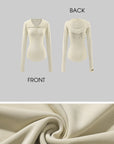Rase le sol Fitted Long Sleeve Hooded Tee with Sketch Wing Motif