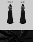 ROVENTE Robe longue en satin à col licou en dentelle
