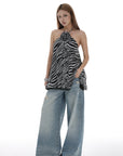 IAMXIAA Distressed Baggy Denim Jeans Low Waist Wide Leg Street Style Vintage Wash