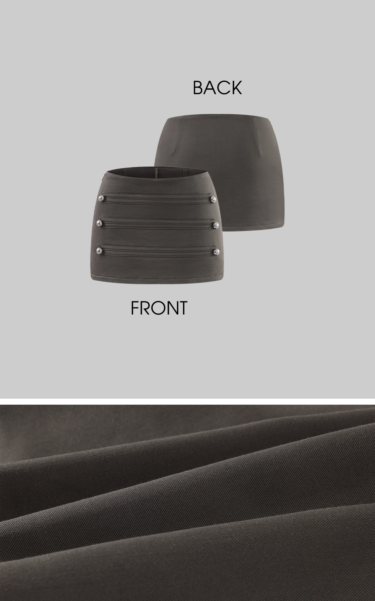 ROVENTE Zip-Detail Metal Stud Mini Skirt