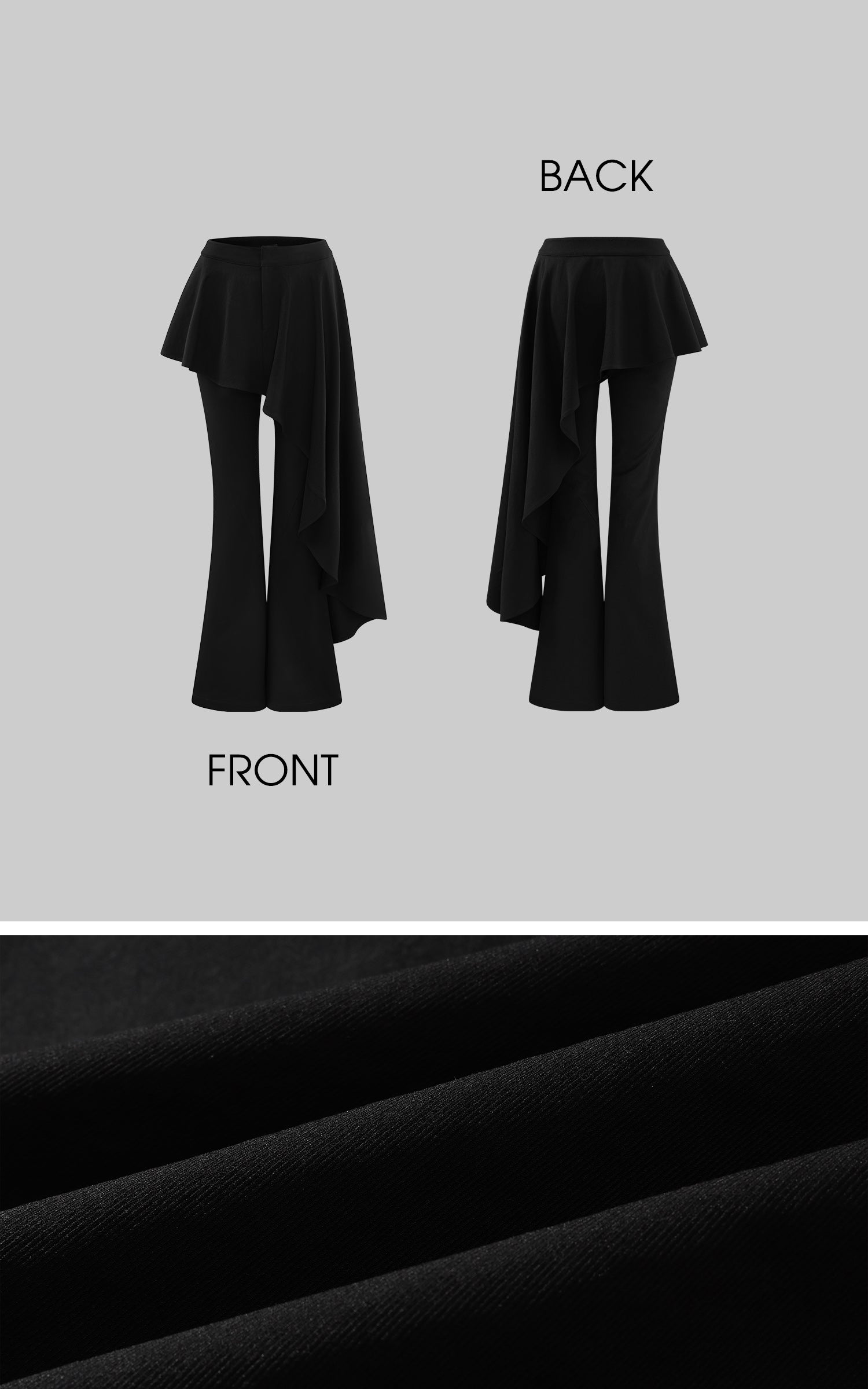 Rase le sol Asymmetric Skirted Pants with Flare Leg