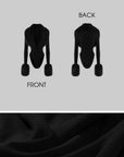 0122stepll Faux Fur Collar Plunge Bodysuit