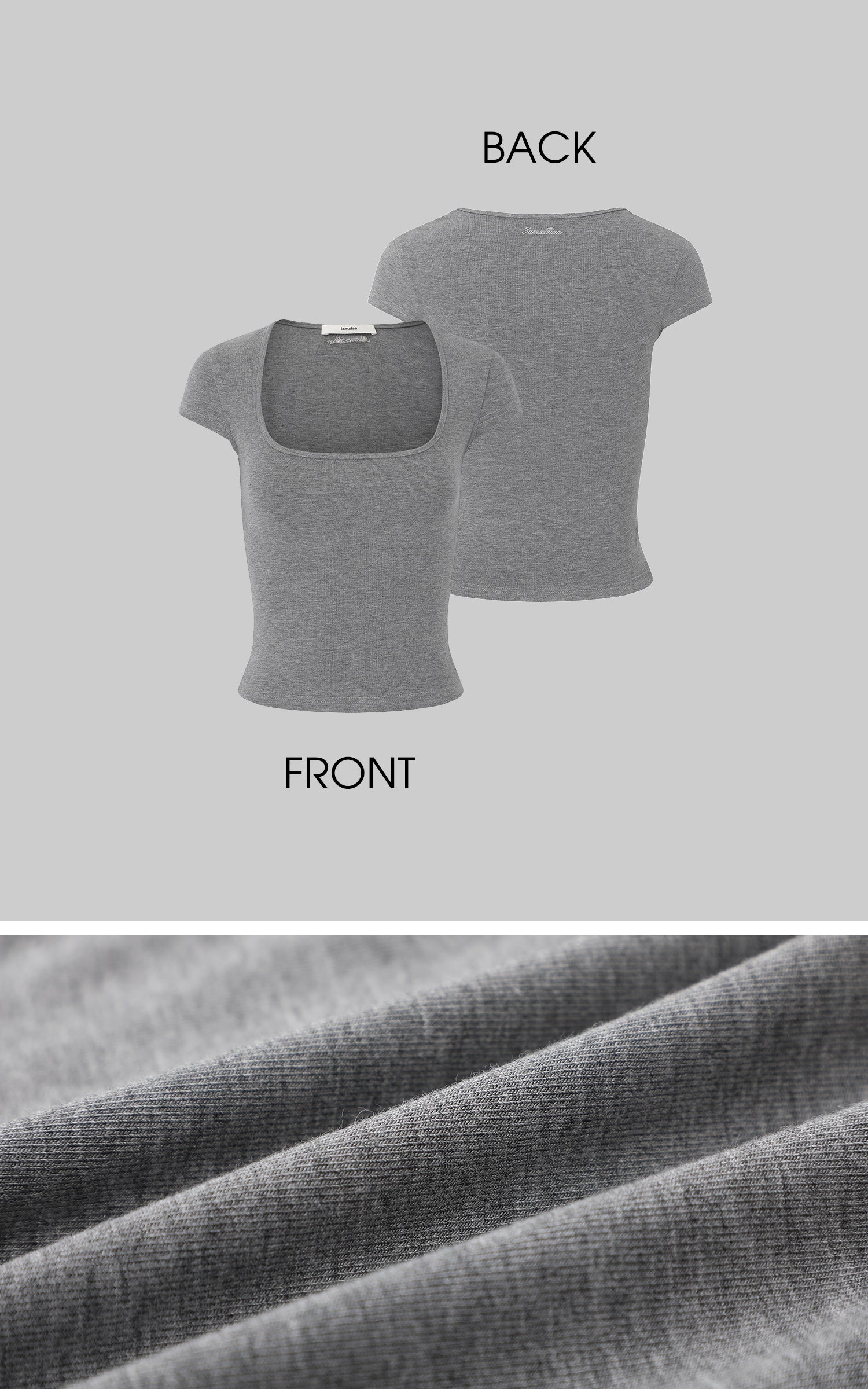 IAMXIAA Square Neck Fitted Short Sleeve T-Shirt