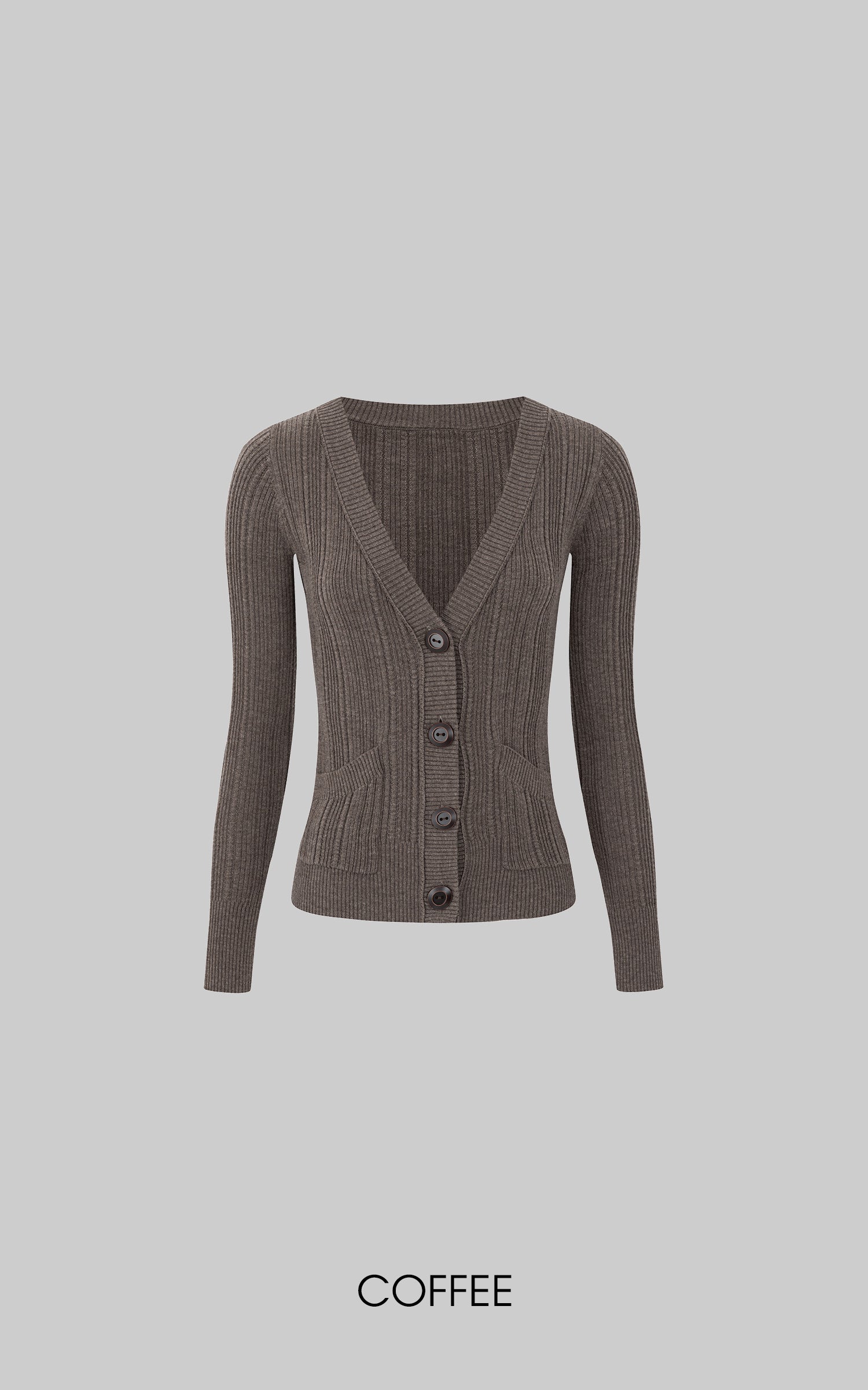 Cardigan en maille ajusté à côtes, col en V profond