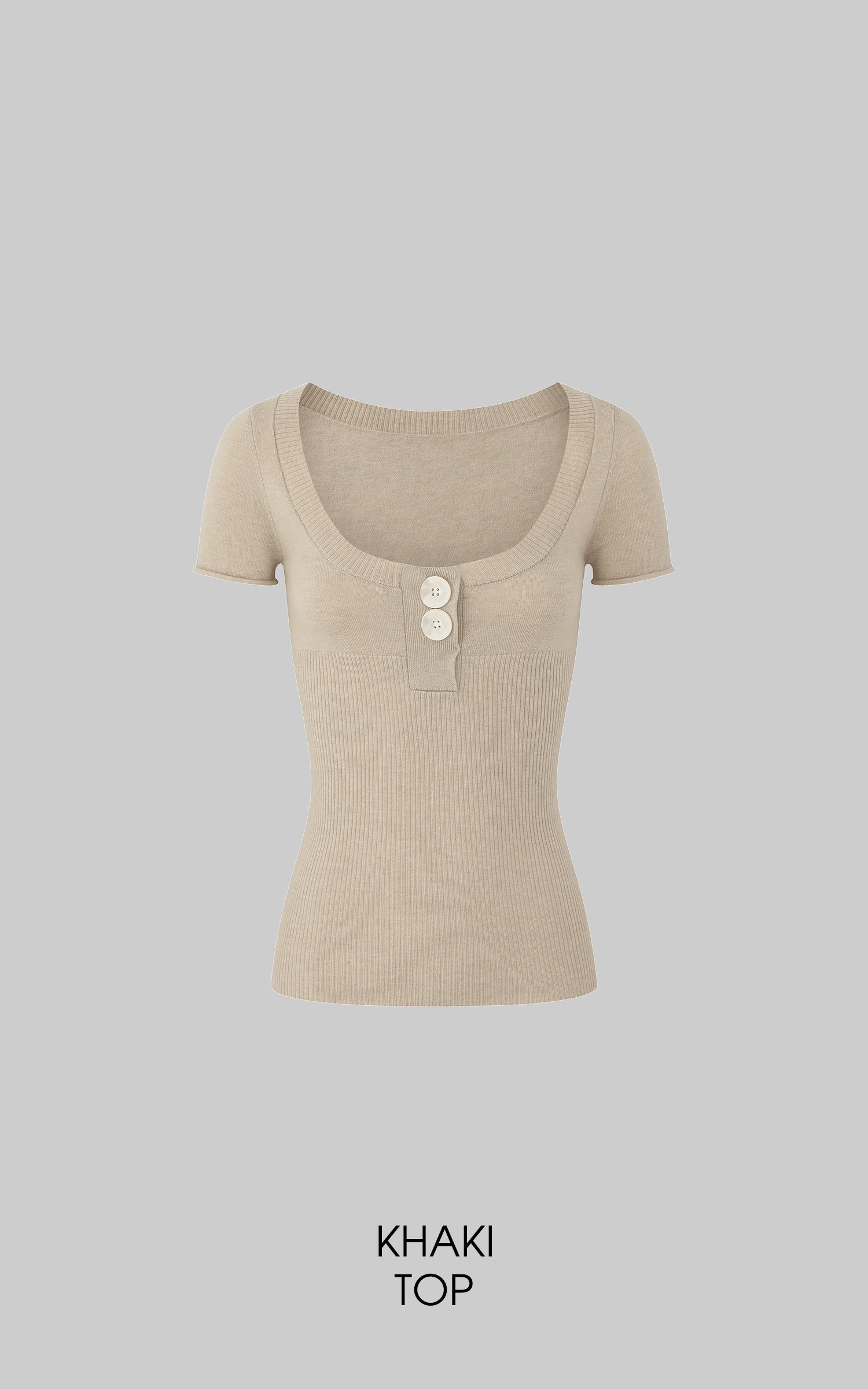 IAMXIAA Ensemble haut en maille et short avec boutons décoratifs