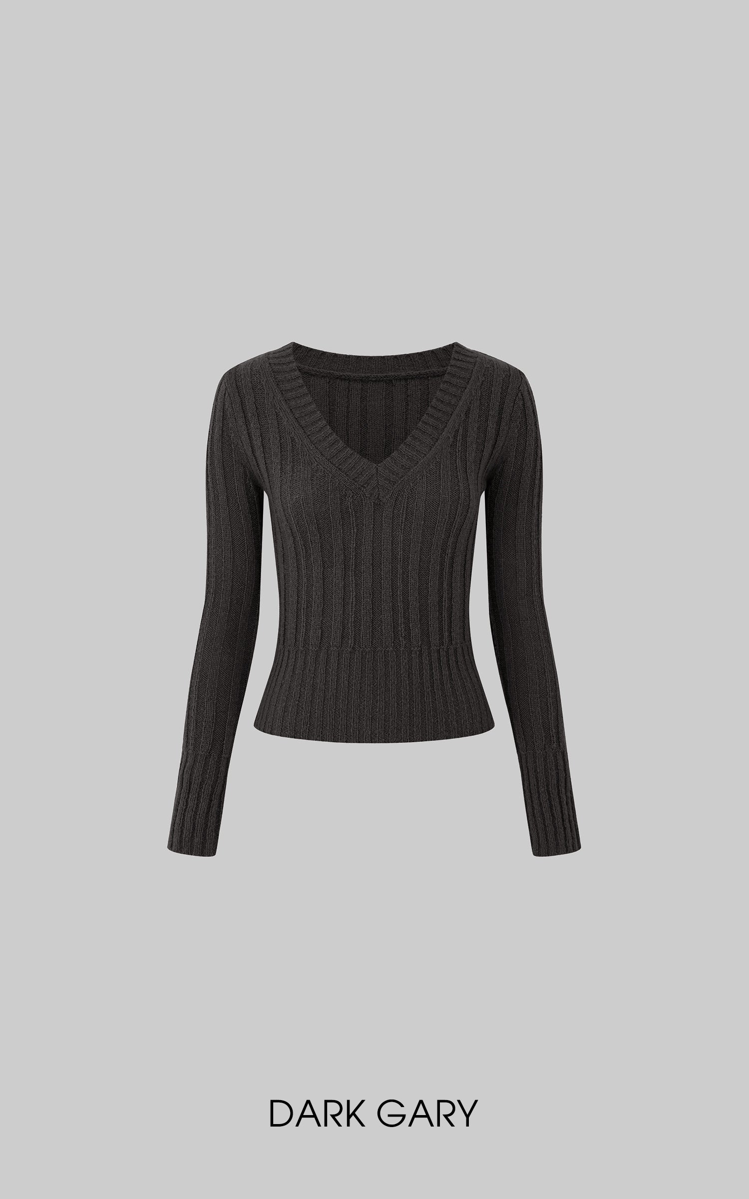 Haut en maille côtelée à col en V ajusté