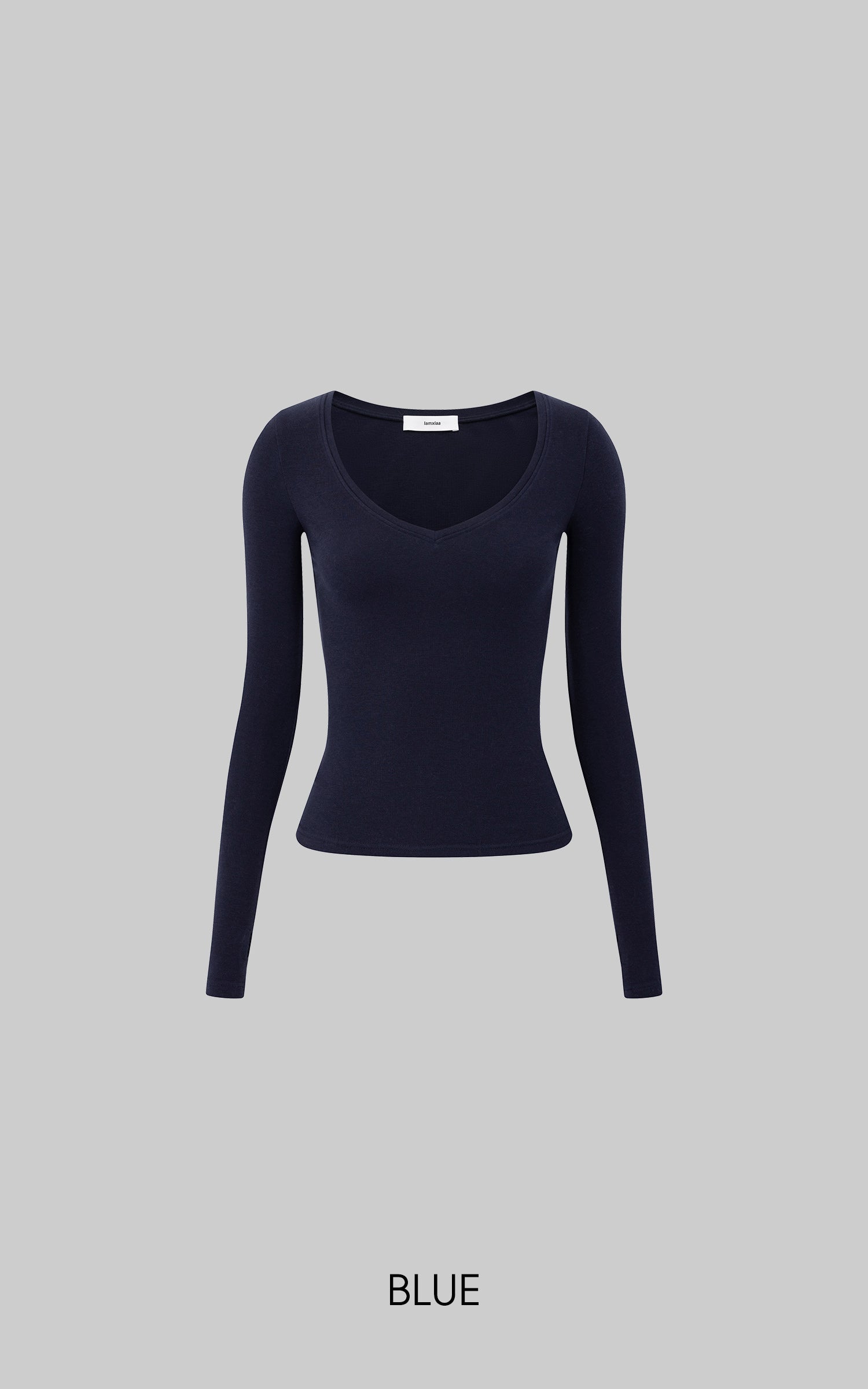 IAMXIAA Haut ajusté à manches longues et col en V