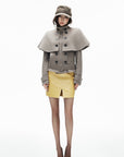 IAMXIAA Detachable Cape Double-Breasted Belted Jacket