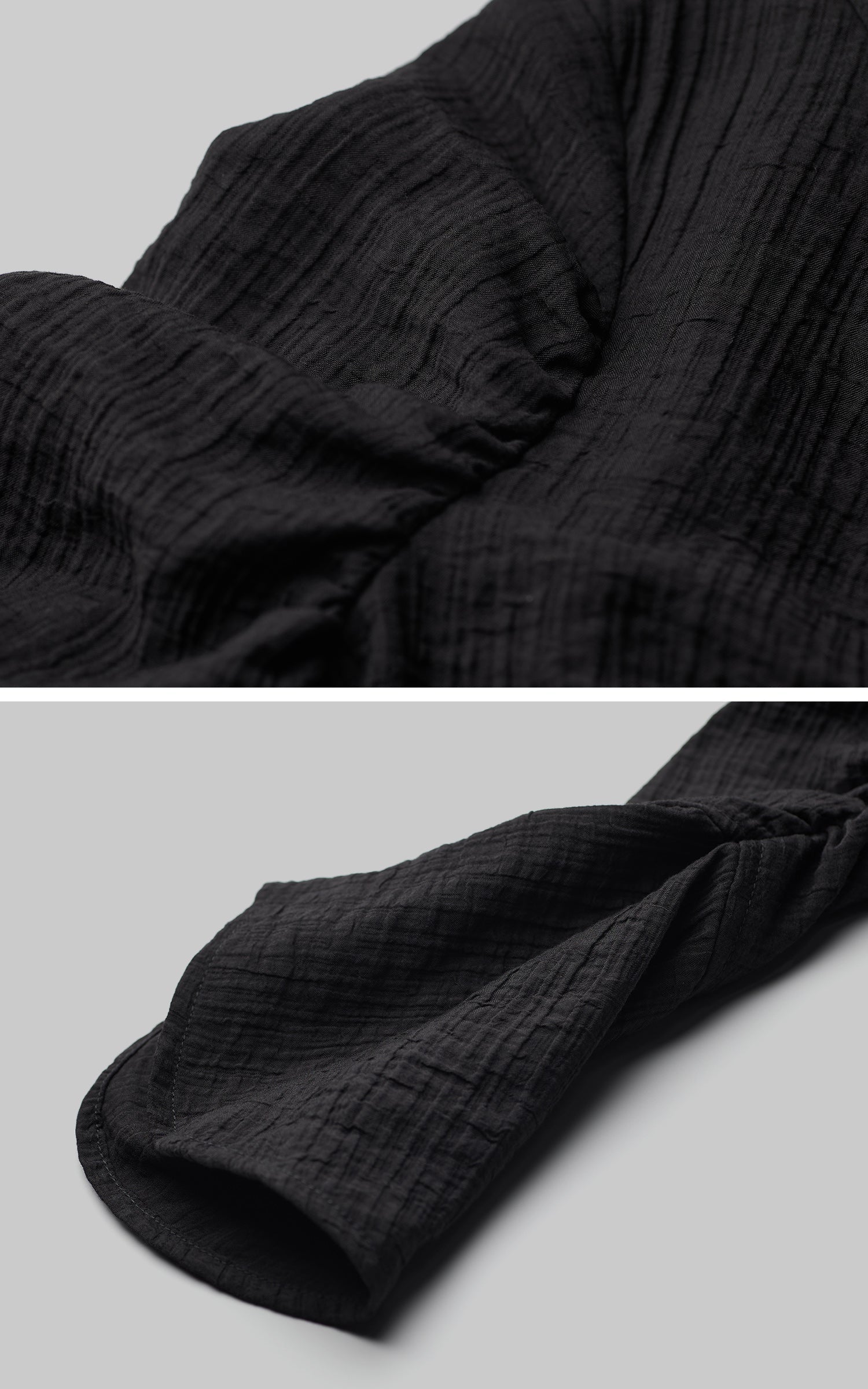 DOINDULGE Textured Long Sleeve Shirt with Draped Details