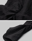 DOINDULGE Textured Long Sleeve Shirt with Draped Details