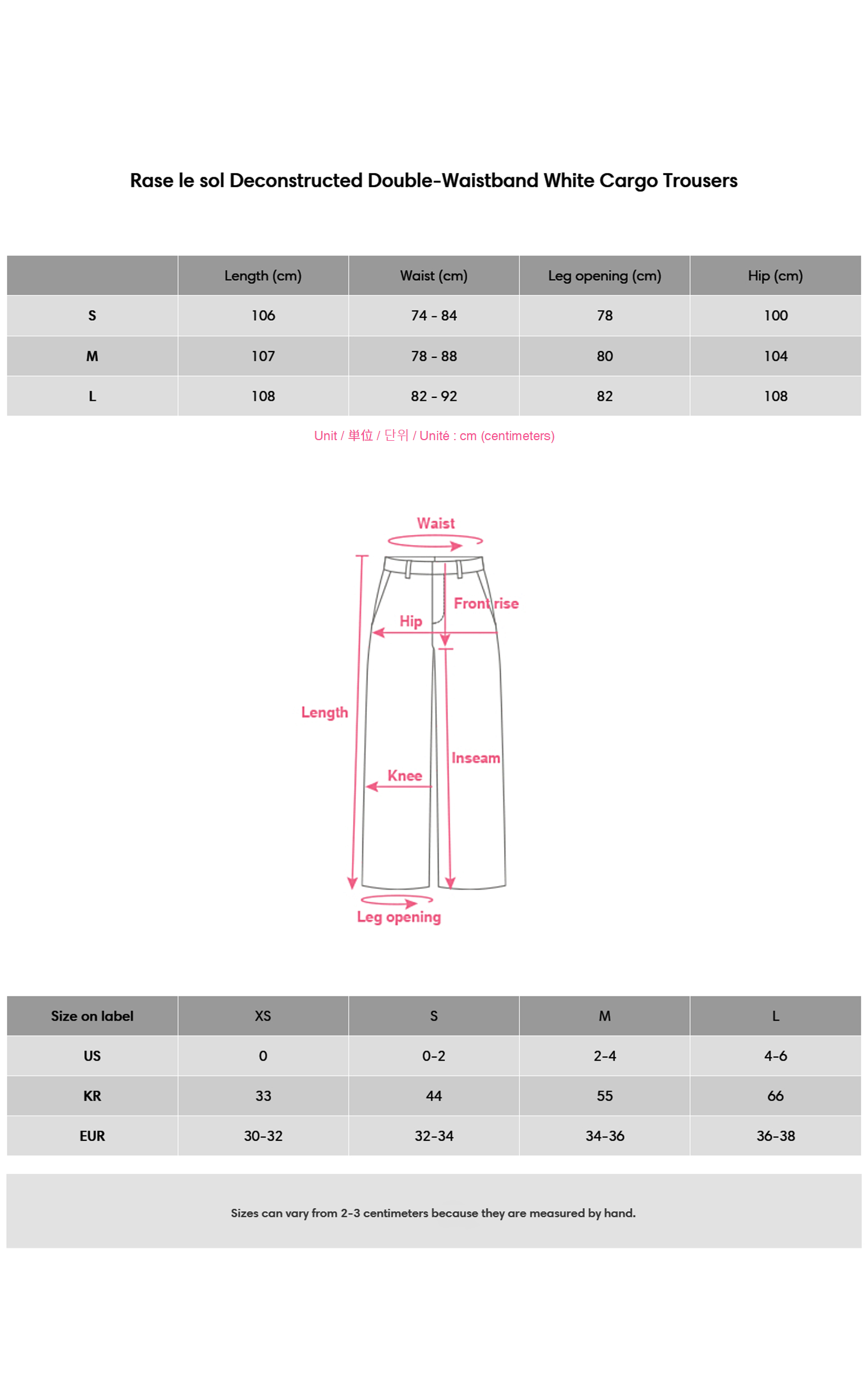 Rase le sol Deconstructed Double-Waistband White Cargo Trousers - PINKPARKS