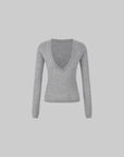 IAMXIAA Deep V-Neck Sheer Knit Sweater