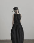 DOINDULGE Sleeveless Draped Maxi Dress with Hand-Tied Bead Embellishment and Sculpted Waist