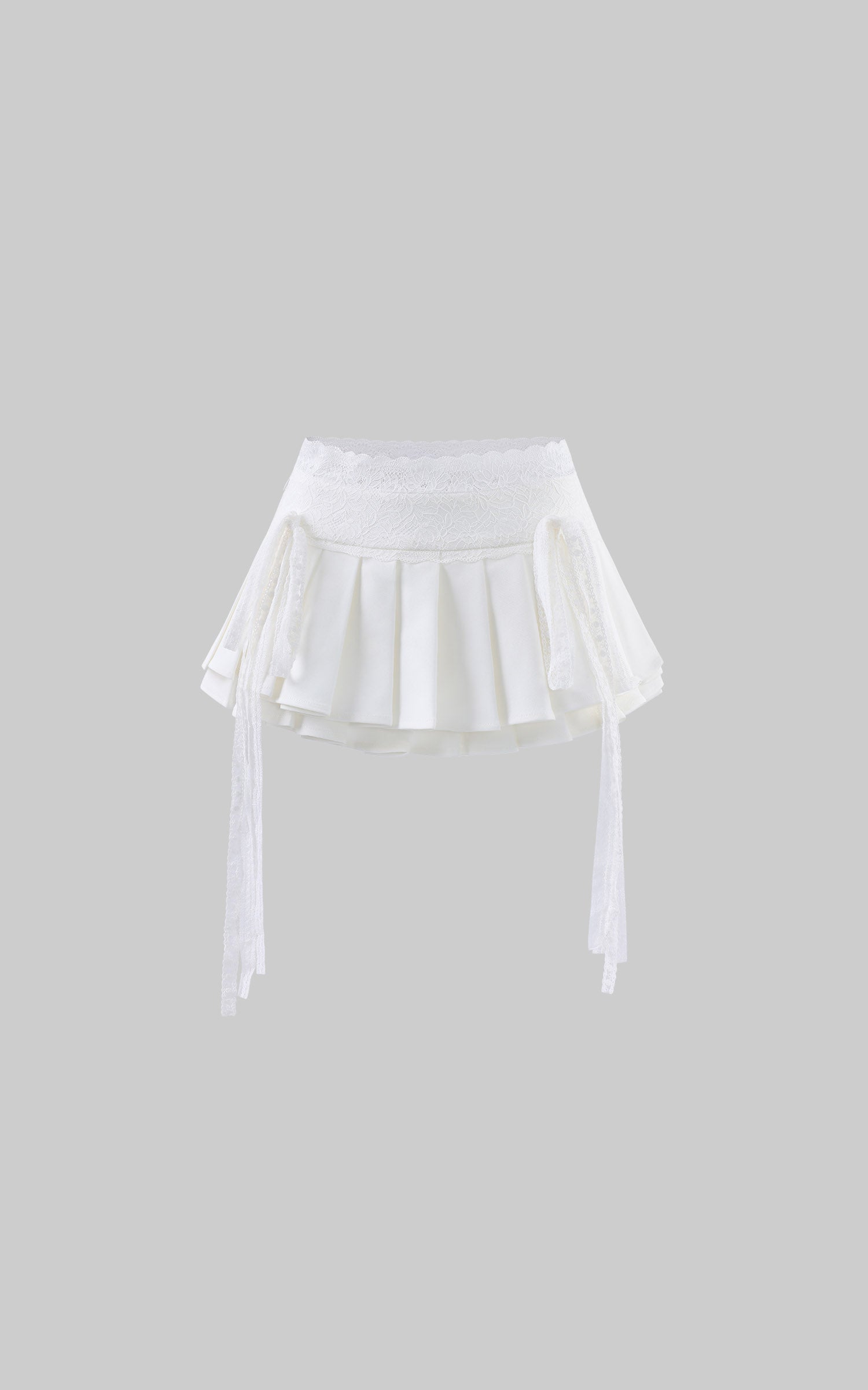 WARDEN EDGE Lace Panel Pleated Mini Skirt
