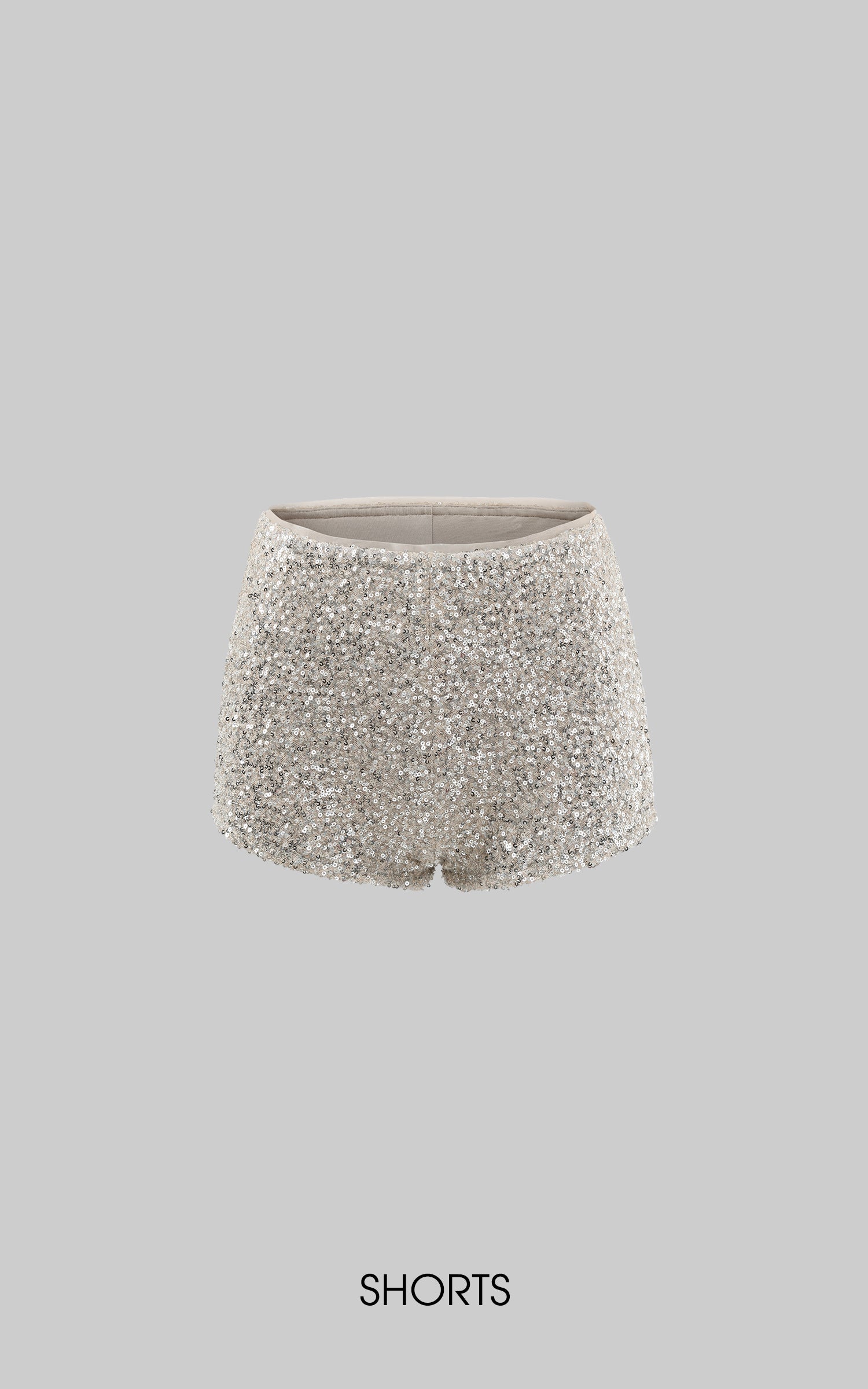 ROVENTE Deep V Knit Top with Sequin Bra and Shorts Set