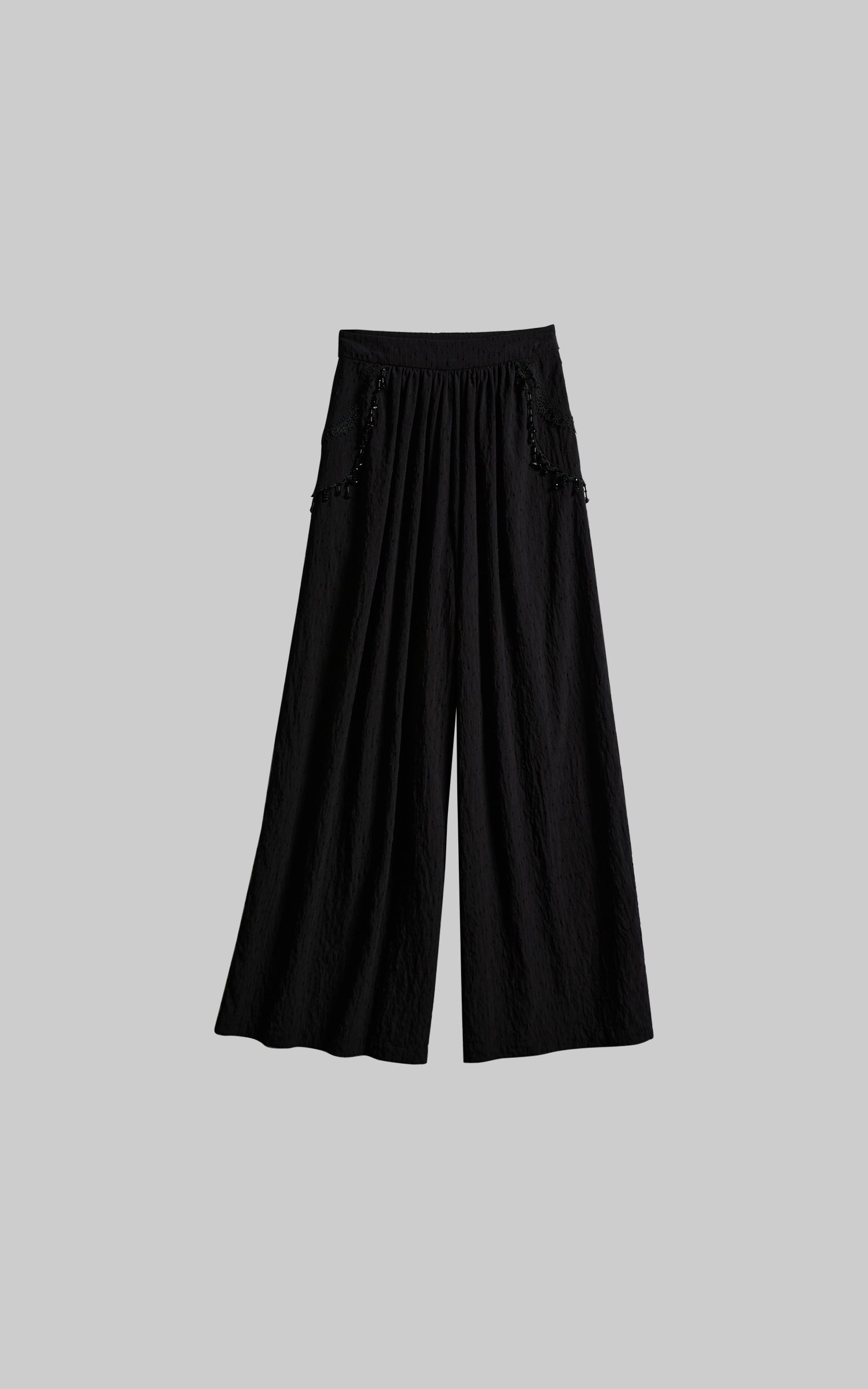 DOINDULGE Beaded Lace Wide Pants