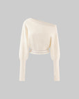 Rase le sol Off-Shoulder Knit Cropped Sweater