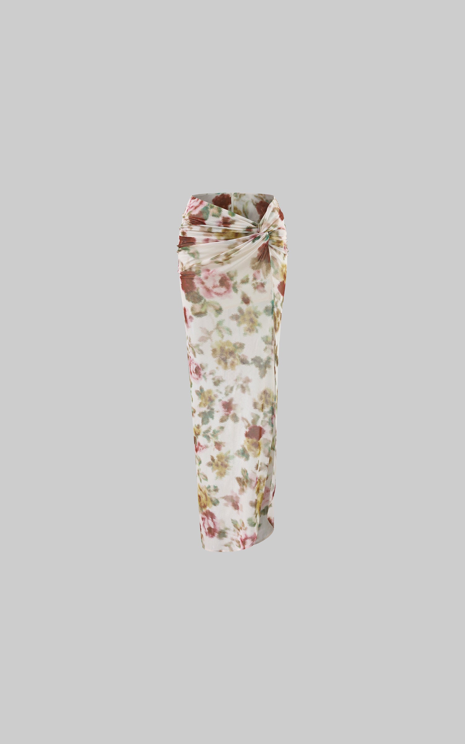 0122stepll Floral Twist Mesh Maxi Skirt