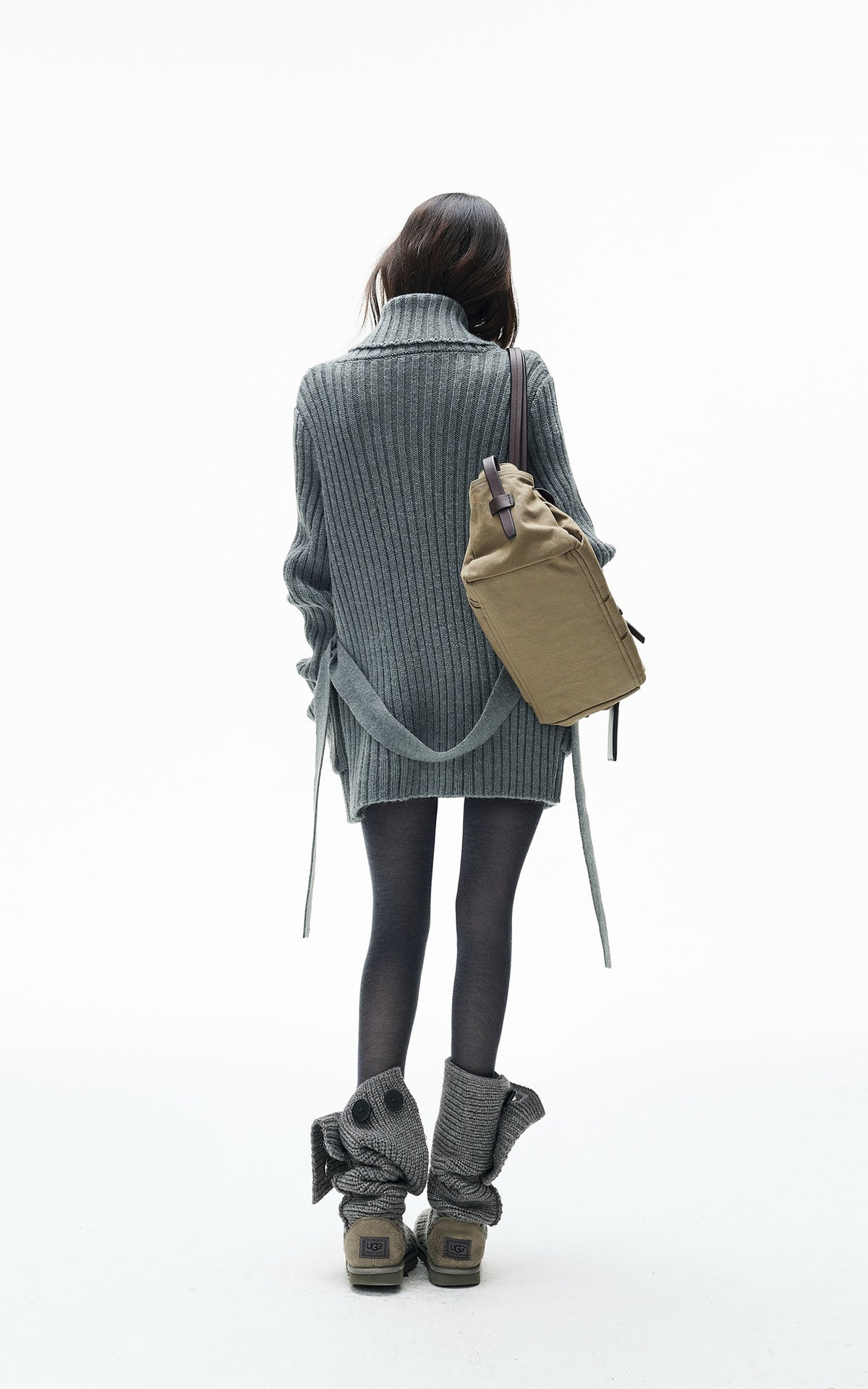 IAMXIAA Belted Ribbed Longline Knit Cardigan