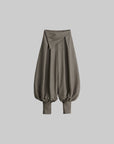 DOINDULGE Pantalon bouffant plissé à taille asymétrique
