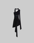 DOINDULGE One-Shoulder Sheer Draped Mini Dress