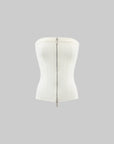Rase le sol Wool-Blend Zip Front Strapless Knit Top
