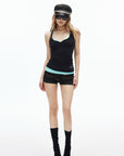 IAMXIAA Triple-Button Low-Rise Denim Micro Shorts