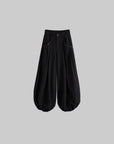 DOINDULGE Shadow Stripe Balloon Pants with Gathered Hem