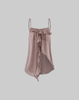 Hydrae Sheer Striped Ruffle Asymmetric Cami Top