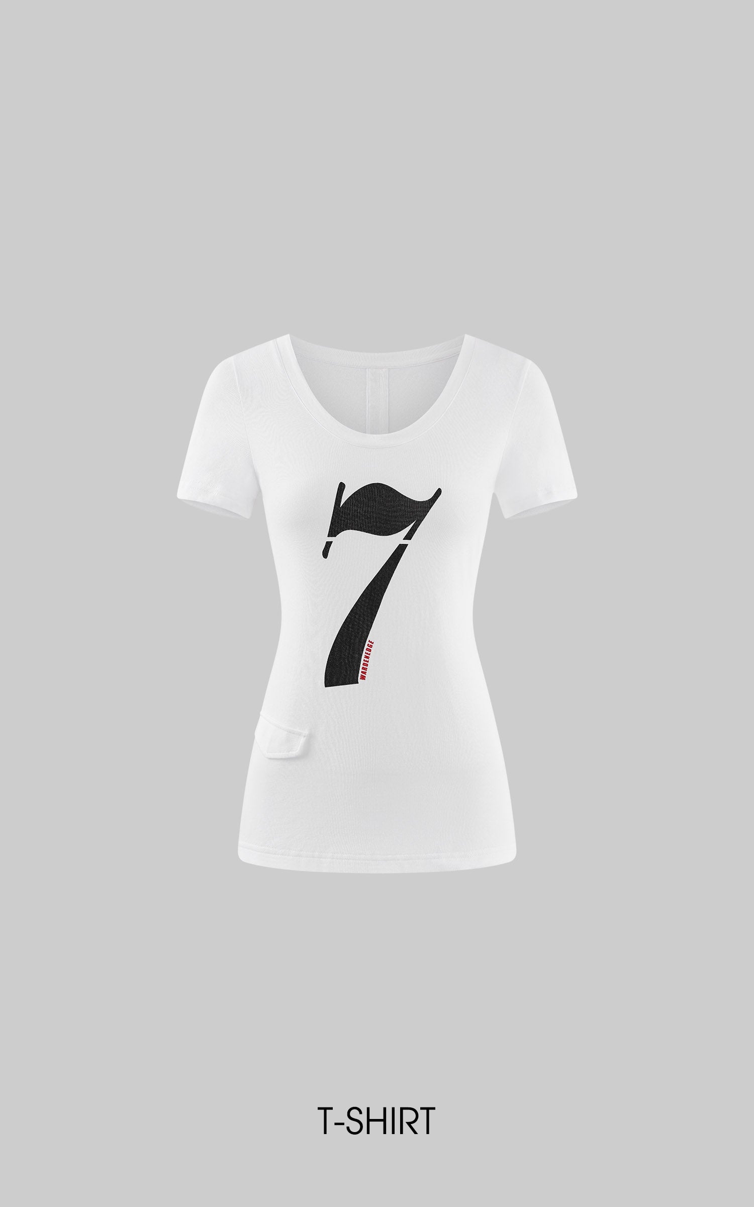 WARDEN EDGE Number 7 Scoop Neck T-Shirt &amp; Low Rise Denim Shorts Set