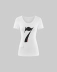 WARDEN EDGE Number 7 Scoop Neck T-Shirt & Low Rise Denim Shorts Set