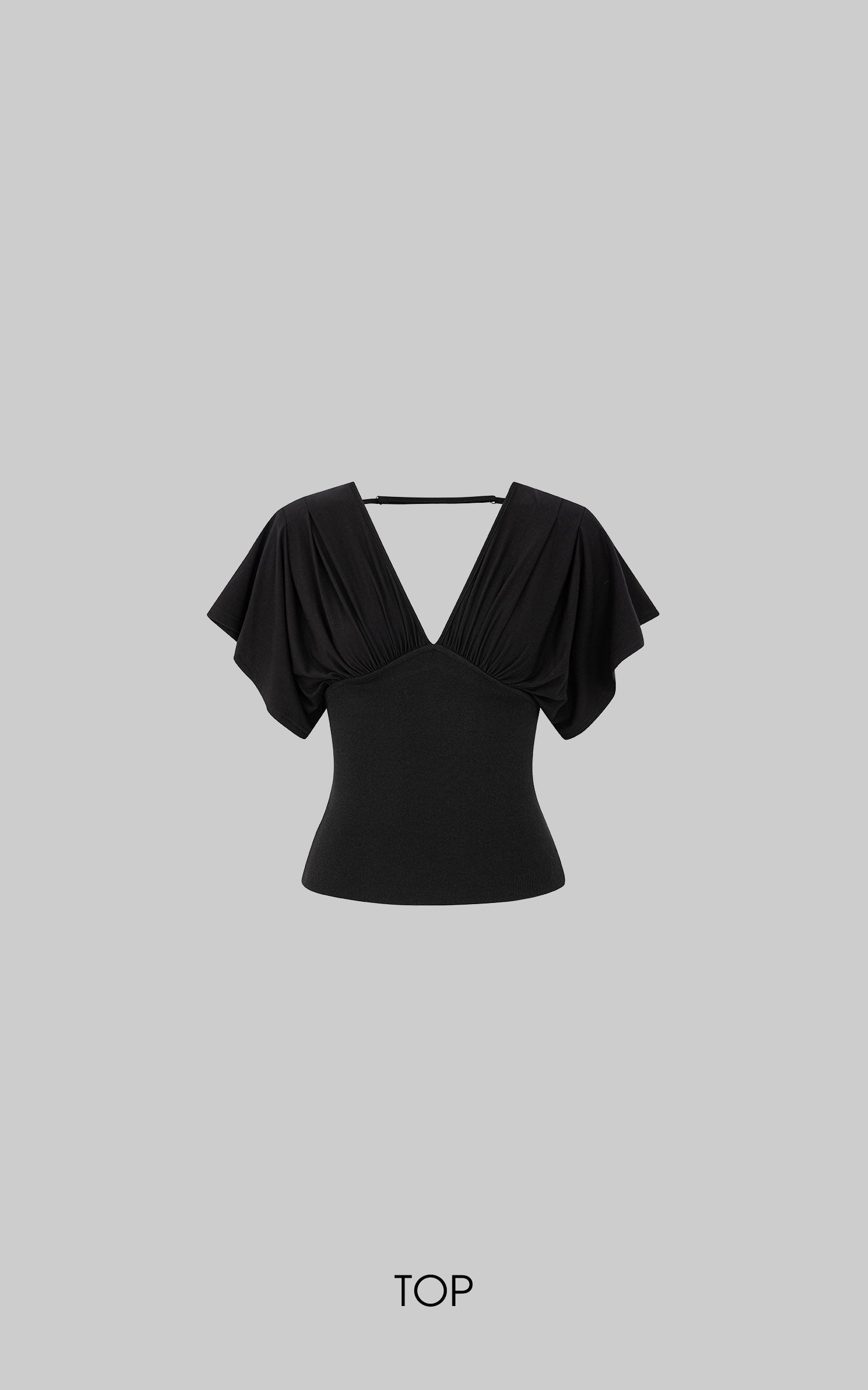 IAMXIAA Draped Deep V-Neck Top &amp; Bodycon Mini Skirt Two-Piece Set