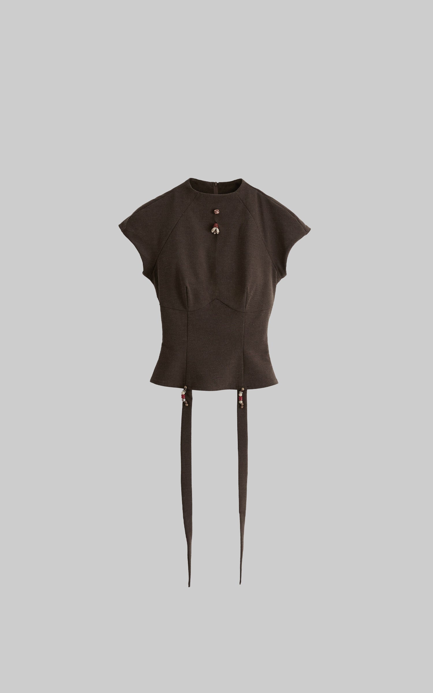 DOINDULGE Mock-Neck Cap-Sleeve Fitted Top
