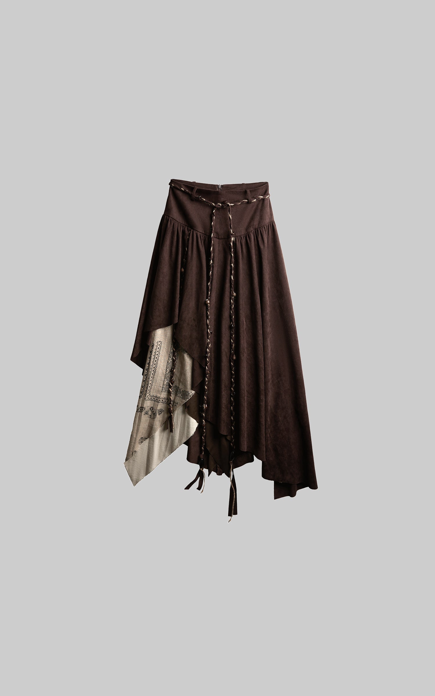 DOINDULGE Layered Asymmetric Skirt with Braided Rope Detail