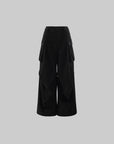 WARDEN EDGE Obsidian Sculpted Utility Oversized Wide-Leg Cargo Pants