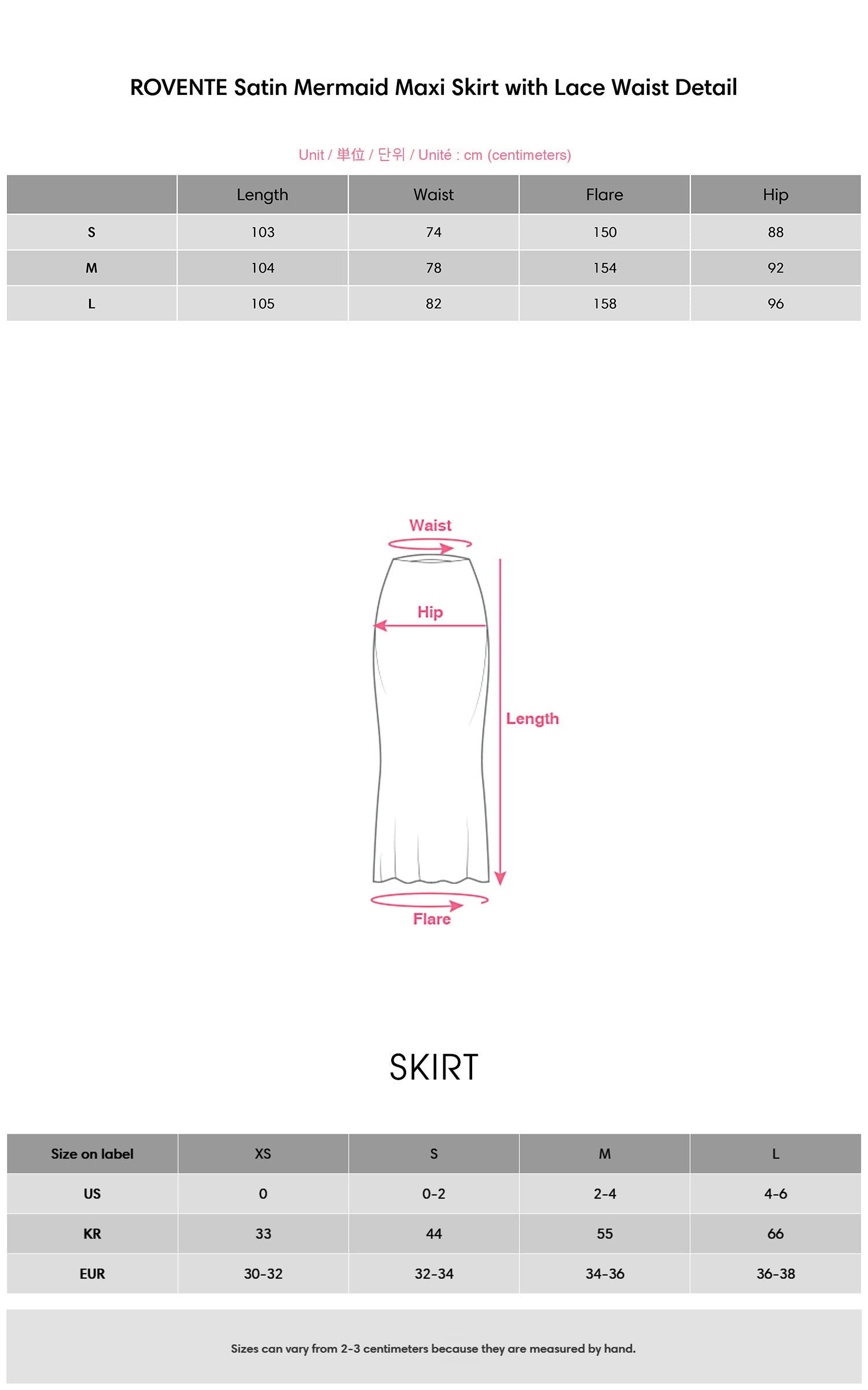 ROVENTE Satin Mermaid Maxi Skirt with Lace Waist Detail