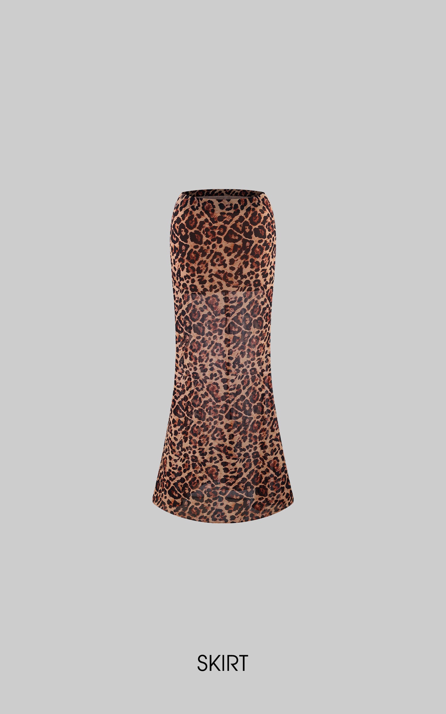 0122stepll Leopard Mesh Halter Top &amp; Sheer Maxi Skirt Set