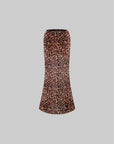 0122stepll Leopard Mesh Halter Top & Sheer Maxi Skirt Set
