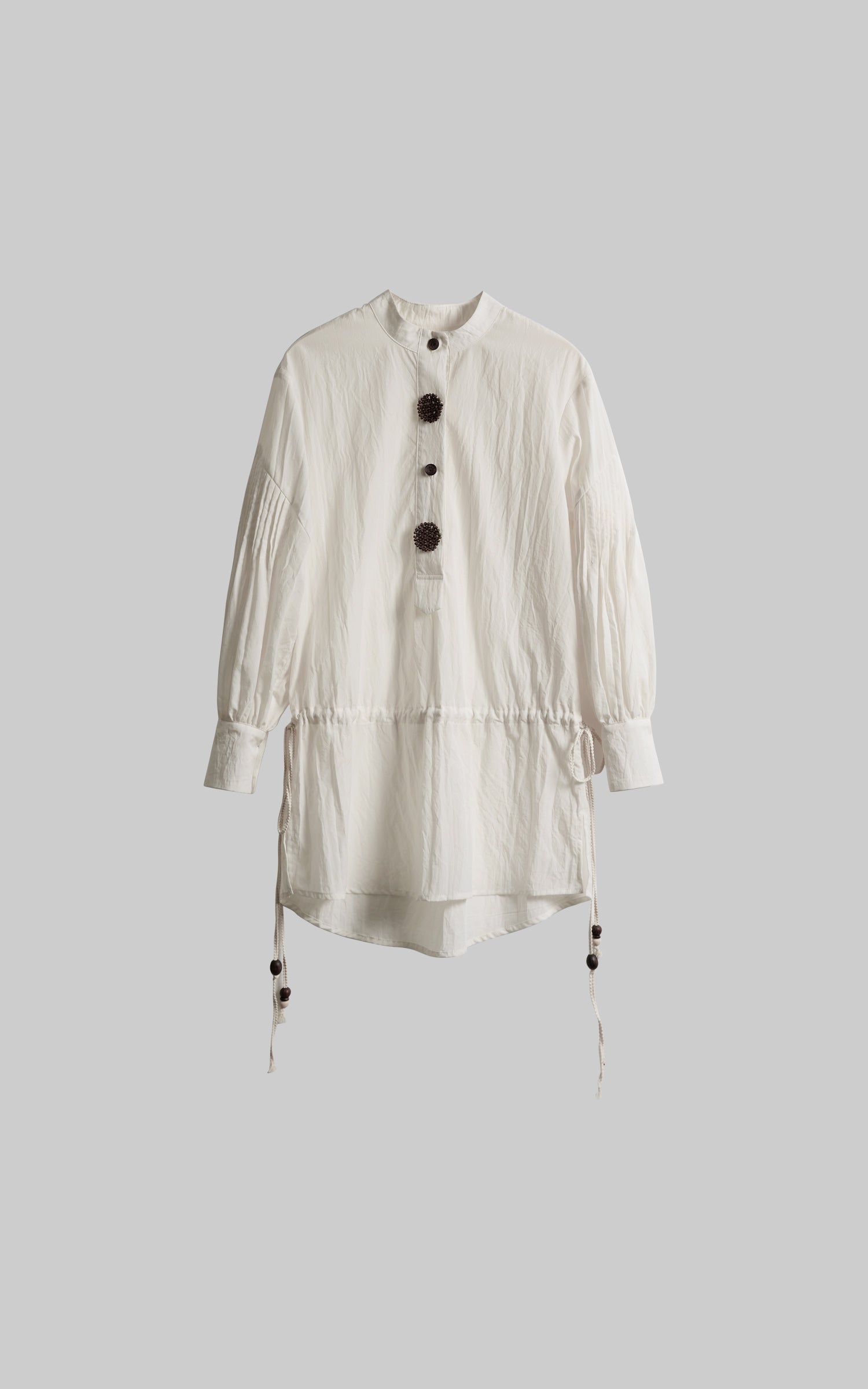 DOINDULGE Red Button Accent Drawstring Hem Top