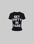 0122stepll “パリで汚れよう” フィットグラフィックTシャツ