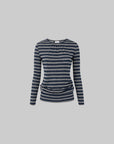 IAMXIAA Striped Open Back Long Sleeve Top